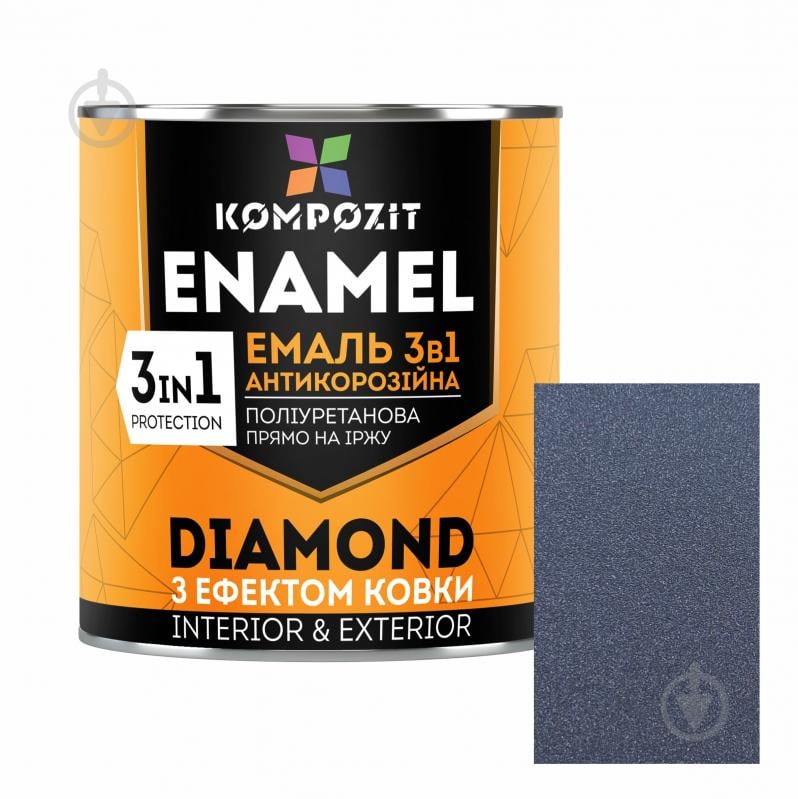 Эмаль Kompozit антикоррозионная 3 в 1 DIAMOND черный металлический 0,65 л - фото 1 Эмаль Kompozit антикоррозионная 3 в 1 DIAMOND черный металлический 0,65 л - фото 1