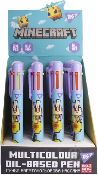 Ручка шариковая YES Minecraft Spring 0,7 мм 6 цветов - фото 4