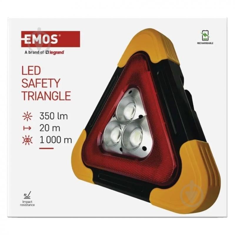Ліхтар світлодіодний Emos трикутник безпеки Li-Ion 350 Lm чорно-жовтий P4010 - фото 6