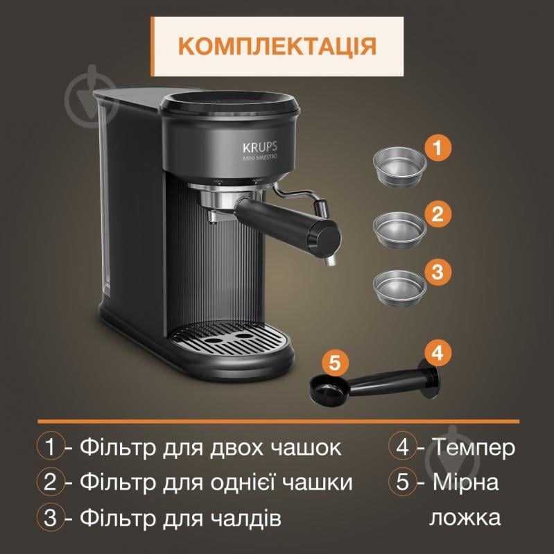 Кофеварка рожковая Krups Mini Maestro XP3508E0 - фото 9