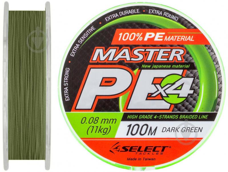 Шнур Select 100 м 0,18 мм 21 кг Master PE 100m (темн.-зел.) 0.18mm 21kg - фото 1