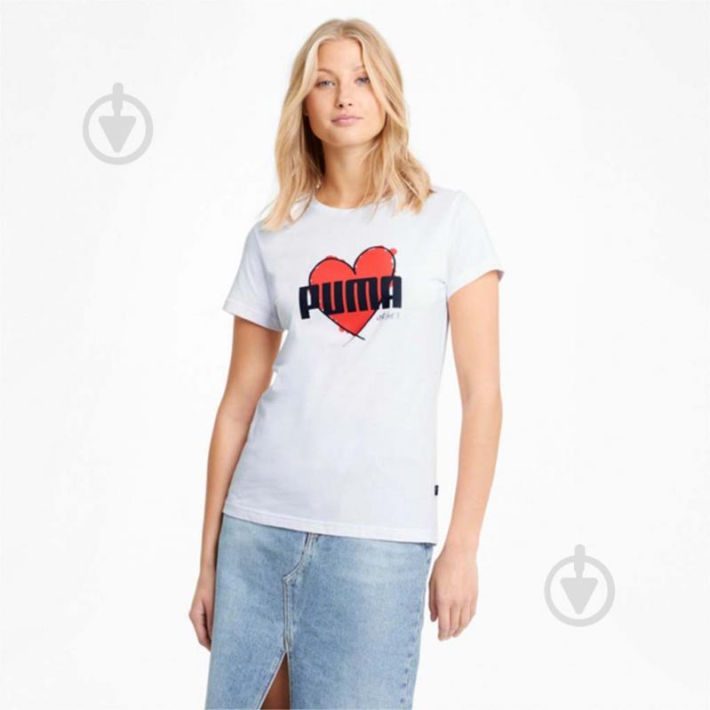 Футболка Puma HEART TEE 58789702 р.L білий - фото 1