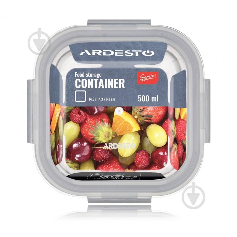 Контейнер для харчових продуктів з кришкою Ardesto Gemini 0.5 л квадратний (AR1250BSQ) - фото 2 Контейнер для харчових продуктів з кришкою Ardesto Gemini 0.5 л квадратний (AR1250BSQ) - фото 2