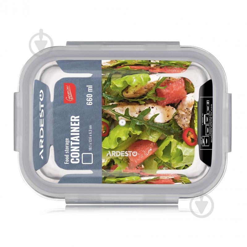 Контейнер для харчових продуктів з кришкою Ardesto Gemini 0.66 л прямокутний (AR1260BRC) - фото 2 Контейнер для харчових продуктів з кришкою Ardesto Gemini 0.66 л прямокутний (AR1260BRC) - фото 2