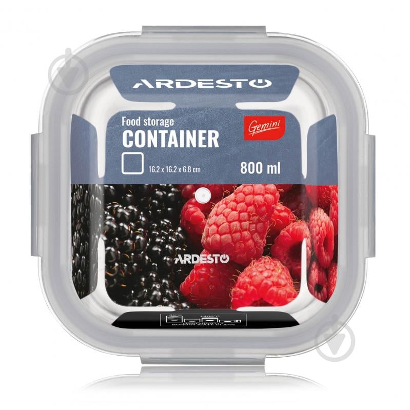 Контейнер для харчових продуктів з кришкою Ardesto Gemini 0.8 л квадратний (AR1280BSQ) - фото 2