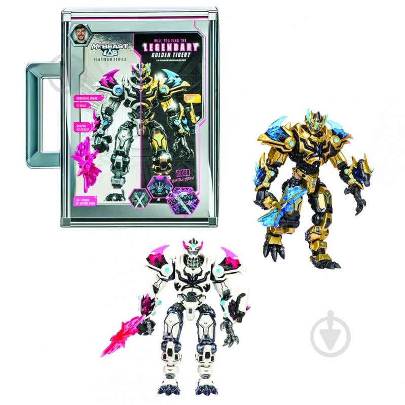 Фігурка колекційна MrBeast Lab Тигр платиновий 124528 - фото 1 Фігурка колекційна MrBeast Lab Тигр платиновий 124528 - фото 1