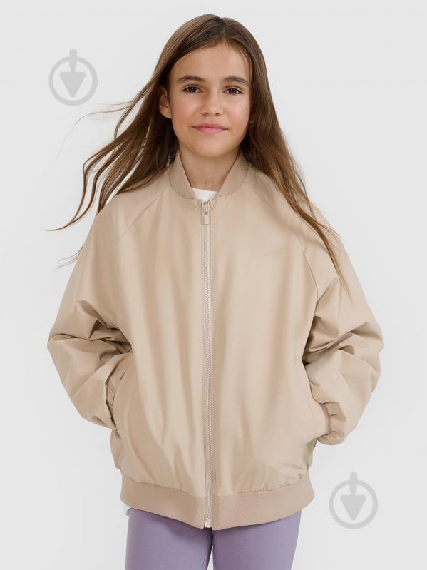 Бомбер для дівчаток 4F JACKET F184 4FJWSS25TJACF184-82S р.152 бежевий - фото 1