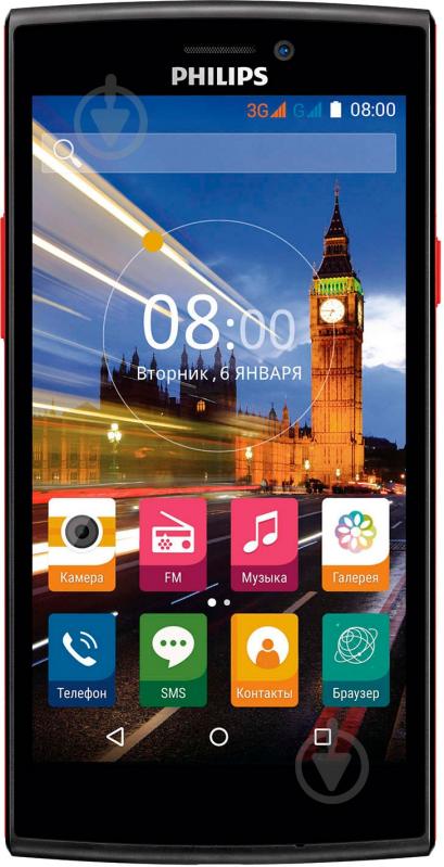 Смартфон Philips S337 1/8GB black/red (CTS337/RRREEPRU) - фото 1