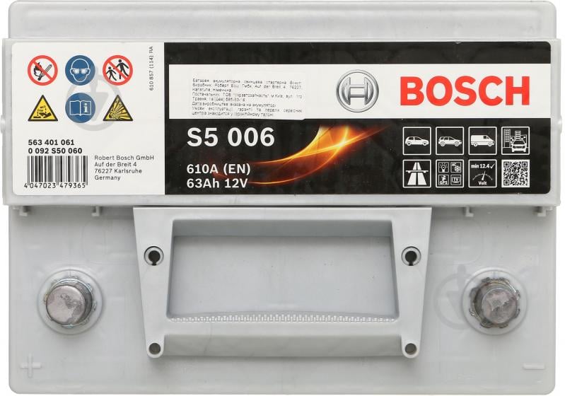 Bosch S5 006, 12V 63Ah 610A/EN Autobatterie Bosch. TecDoc: .