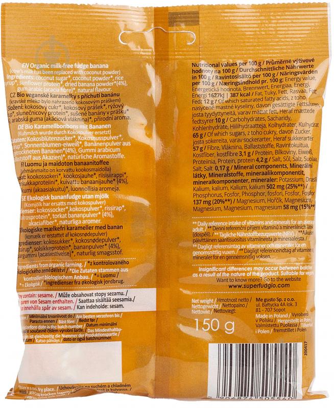 Цукерки Super Fudgio Банан органічні 150 г (S5556) - фото 2 Цукерки Super Fudgio Банан органічні 150 г (S5556) - фото 2