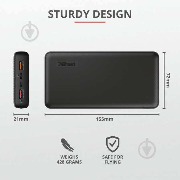 Повербанк Trust Primo Ultra-Fast 20000 mAh black (23563_TRUST) - фото 9