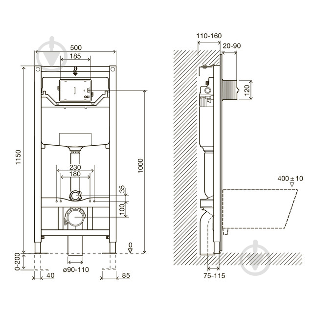 УЦЕНКА! Комплект инсталляции Villeroy & Boch с кнопкой хром и унитаз Architectura DirectFlush 4694HR01+i8120 (УЦ №161) - фото 2