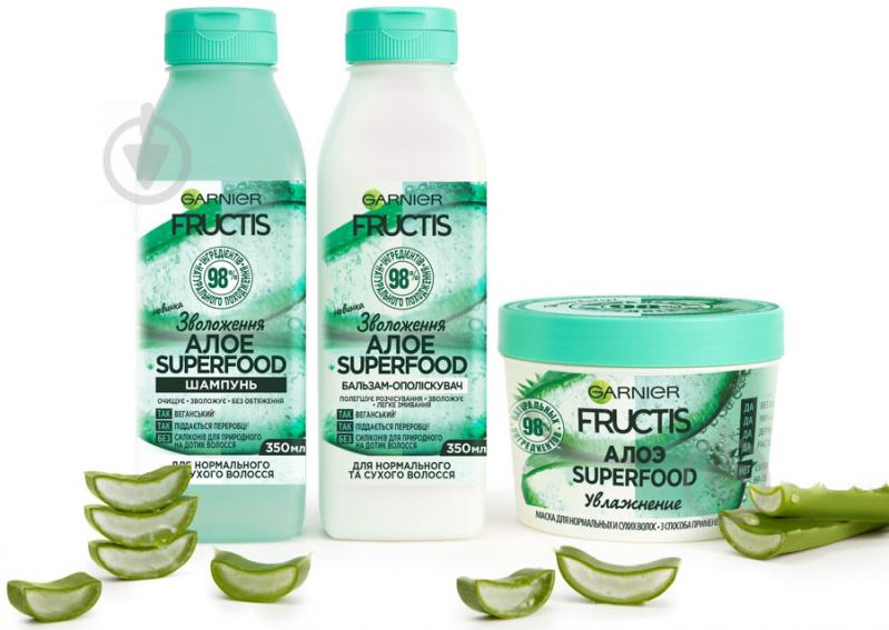 Маска Garnier Fructis Super Food Алое Зволоження для нормального та сухого волосся 390 мл - фото 8