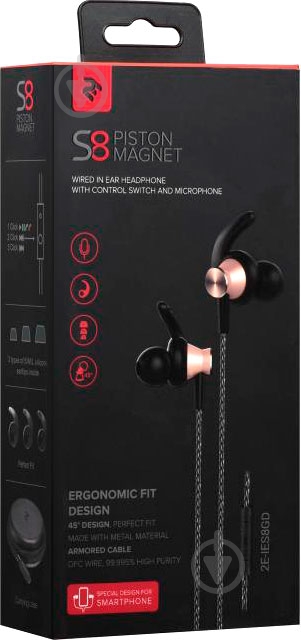 Наушники 2E 2E-IES8GD red - фото 8 Наушники 2E 2E-IES8GD red - фото 8