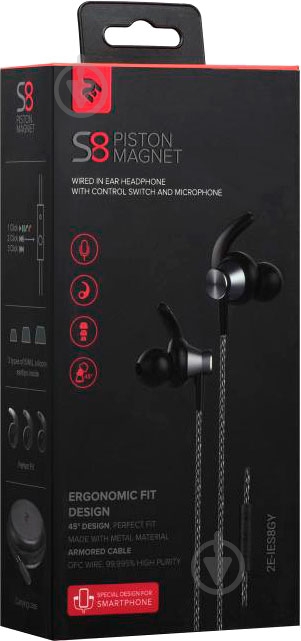 Наушники 2E 2E-IES8GY grey - фото 9 Наушники 2E 2E-IES8GY grey - фото 9