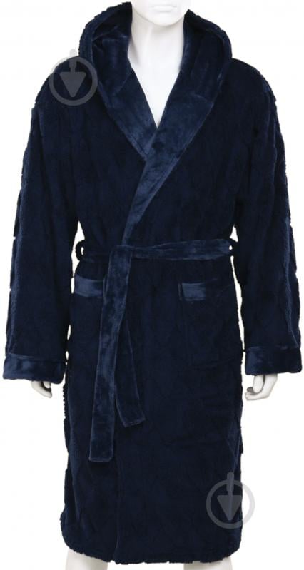 Халат чоловічий La Nuit з капюшоном Lyon р. 2XL синій - фото 1 Халат чоловічий La Nuit з капюшоном Lyon р. 2XL синій - фото 1