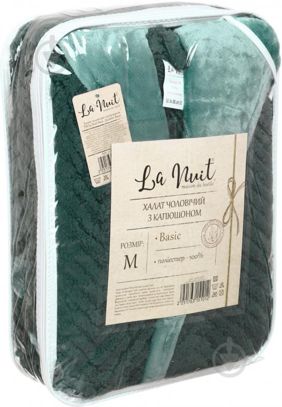Халат мужской La Nuit с капюшоном Basel р. XL зеленый - фото 3 Халат мужской La Nuit с капюшоном Basel р. XL зеленый - фото 3