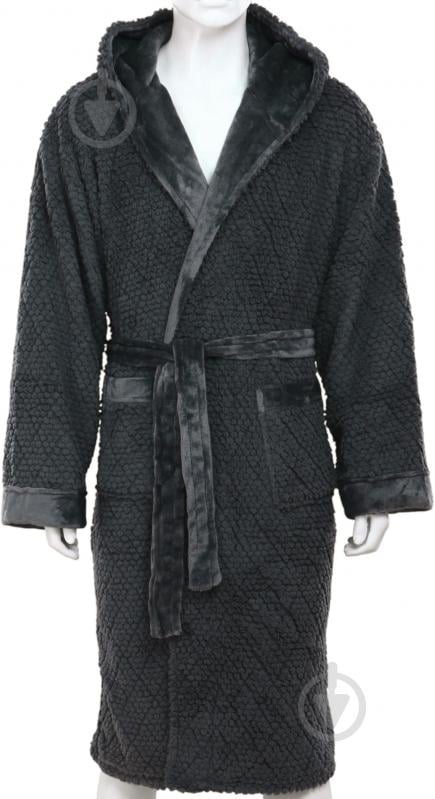 Набор La Nuit халат мужской с капюшоном и носками Bern р. L серый - фото 1 Набор La Nuit халат мужской с капюшоном и носками Bern р. L серый - фото 1