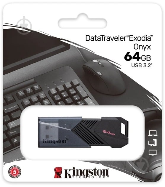 Флешпам'ять USB Kingston DataTraveler Exodia Onyx 64 ГБ USB 3.2 black (DTXON/64GB) - фото 6