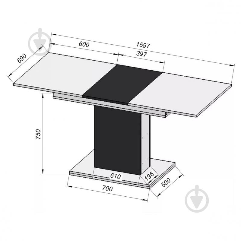 Стол-трансформер ART IN HEAD Каспер 1200(1600)x690x750мм белый/графит - фото 6 Стол-трансформер ART IN HEAD Каспер 1200(1600)x690x750мм белый/графит - фото 6
