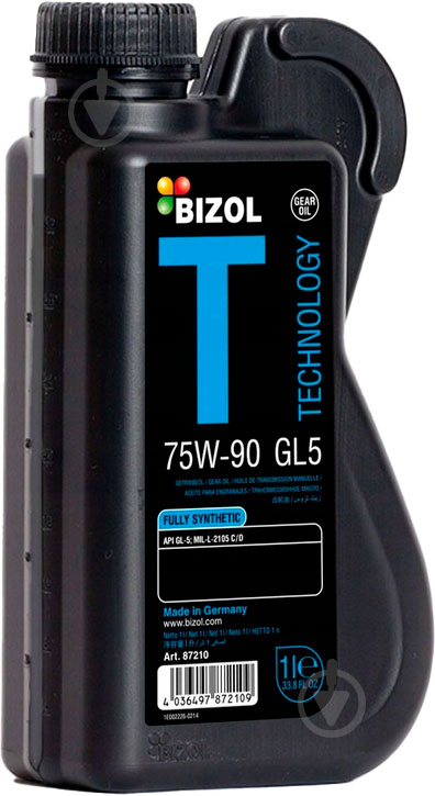 Масло трансмиссионное Bizol echnology Gear Oil GL5 75W-90 1 л(B87210) - фото 1