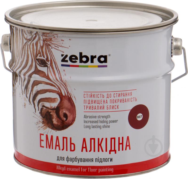 Емаль ZEBRA алкідна для підлоги ПФ-266 серія Акварель 887 червоно-коричневий глянець 2,8 кг - фото 1