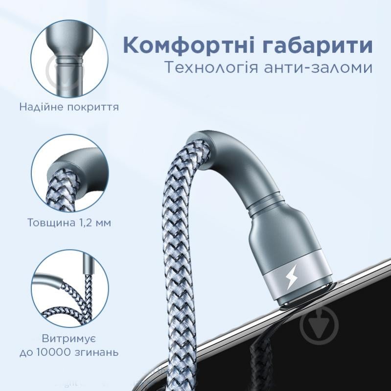 Кабель Remax Jany Series USB to Micro-USB 1 м grey (RC-124m) - фото 5