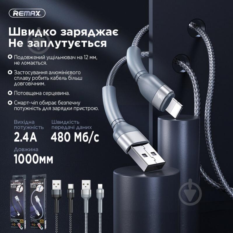 Кабель Remax Jany Series USB to Micro-USB 1 м grey (RC-124m) - фото 2