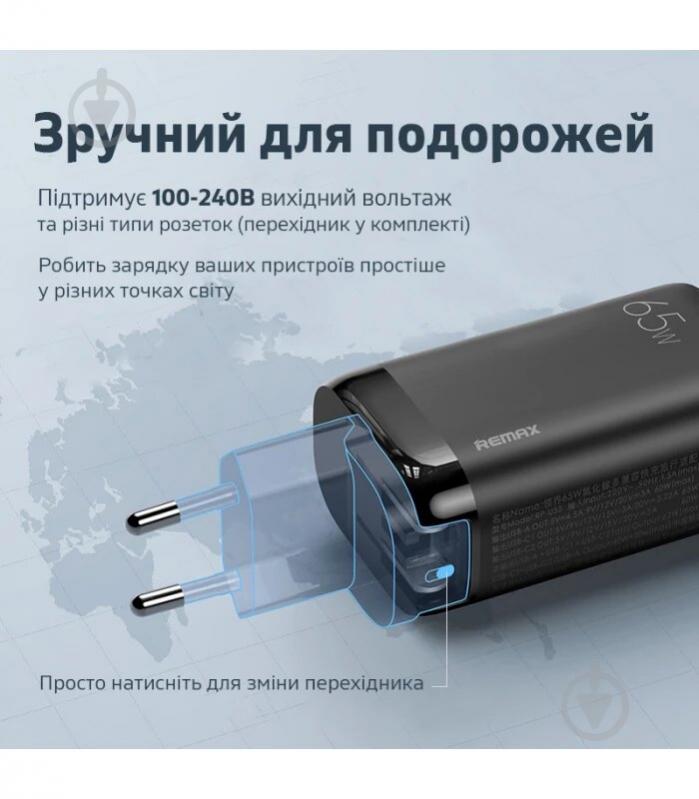 Зарядний пристрій Remax Ligil Series 3xUSB 65W 3А White (RP-U55) - фото 5