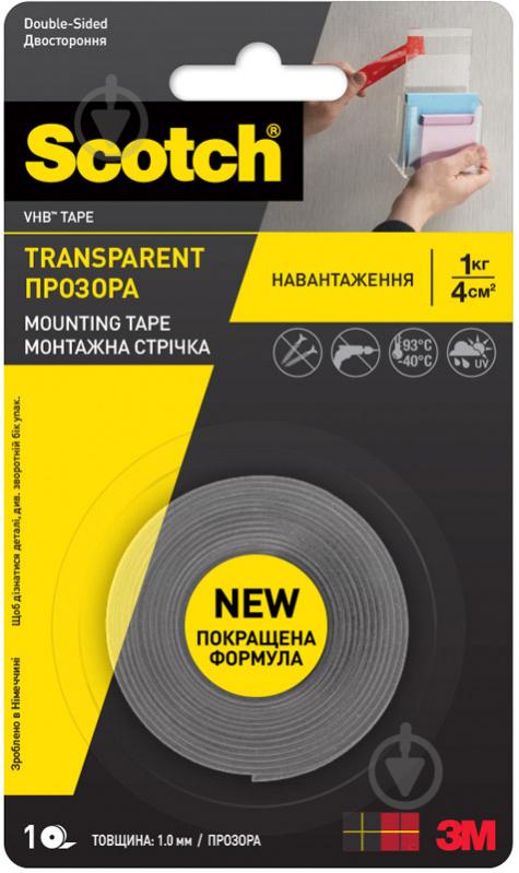 Монтажна двостороння стрічка 3M VHB Clear прозора 12 мм х 2 м товщина 1 мм (0914-F-12-2,0) - фото 1