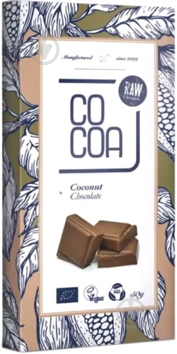 Шоколад Raw Cocoa сирий кокос органічний 50 г - фото 1 Шоколад Raw Cocoa сирий кокос органічний 50 г - фото 1
