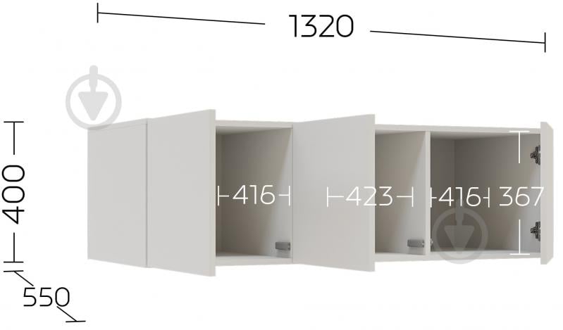Додатковий сегмент Garant Антресоль до шафи Соло 3D 400х1320х550 мм німфея альба / німфея альба - фото 4