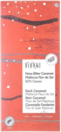 Черный шоколад Vivani с карамелью и солью флер де сель 62% органический 80 г - фото 1
