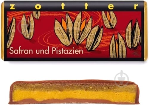 Молочный шоколад Zotter с шафраном и фисташками 70 г - фото 1 Молочный шоколад Zotter с шафраном и фисташками 70 г - фото 1