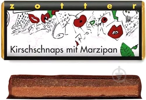 Черный шоколад Zotter с вишневым бренди и марципаном органический 70 г - фото 1 Черный шоколад Zotter с вишневым бренди и марципаном органический 70 г - фото 1