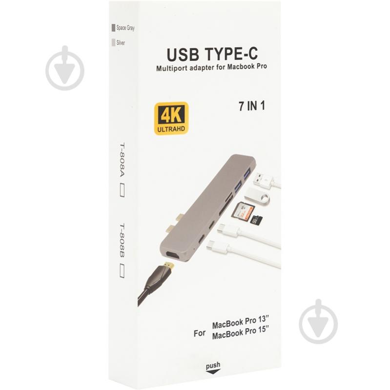USB-хаб PowerPlant Type-C - HDMI 4K, USB 3.0, USB Type-C, SD, microSD - фото 4 USB-хаб PowerPlant Type-C - HDMI 4K, USB 3.0, USB Type-C, SD, microSD - фото 4