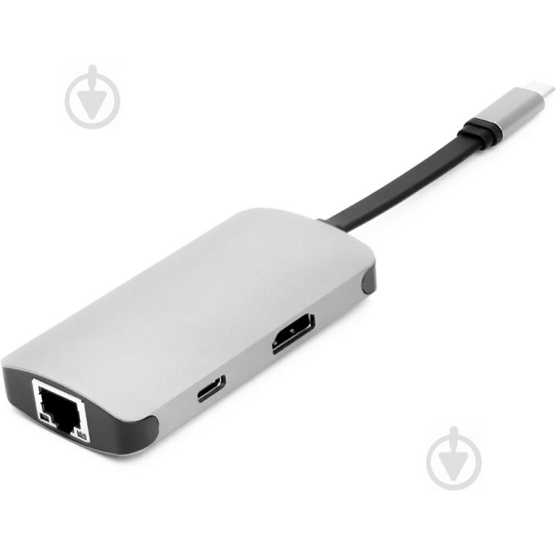 USB-хаб PowerPlant Type-C - HDMI 4K, USB 3.0, USB Type-C, RJ45 CA911691 - фото 2