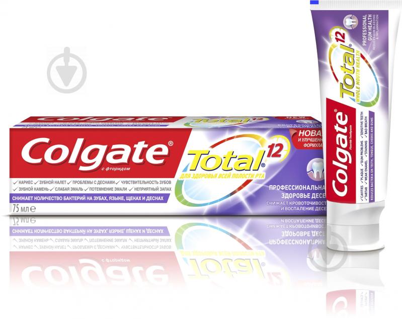 Зубна паста Colgate Total 12 Професійна Здоров'я Ясен, комплексна антибактеріальна 75 мл - фото 2