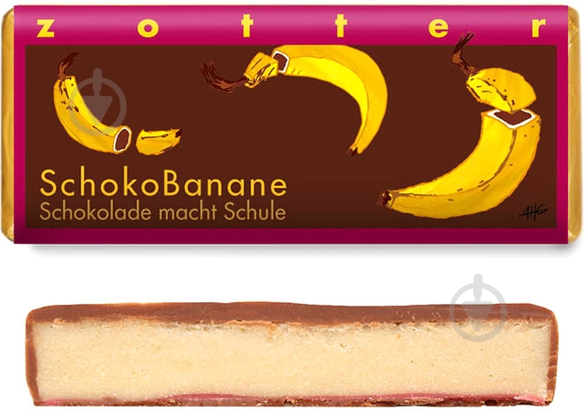 Молочный шоколад Zotter с начинкой банан органический 70 г - фото 1