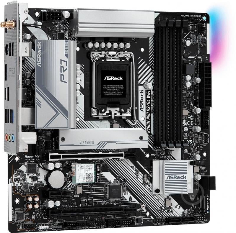 Материнська плата ASRock B760M PRO RS/D4 WIFI (Socket 1700, Intel B760, micro ATX) - фото 4