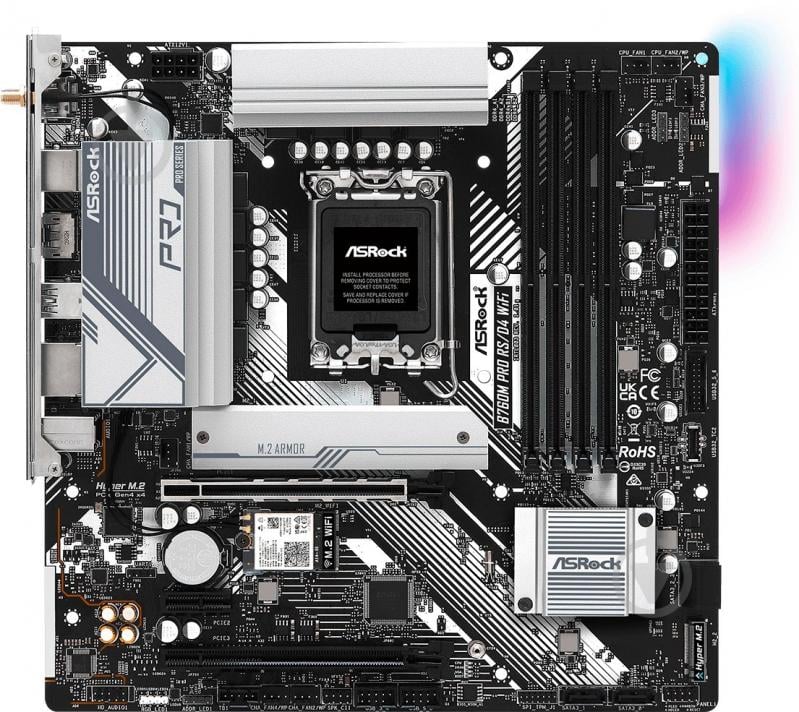 Материнська плата ASRock B760M PRO RS/D4 WIFI (Socket 1700, Intel B760, micro ATX) - фото 1