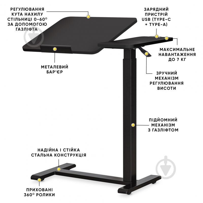 Стол компьютерный Hommex Mobidesk Duo USB Black - фото 3
