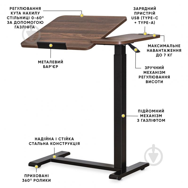 Стол компьютерный Hommex Mobidesk Duo USB Walnut - фото 3