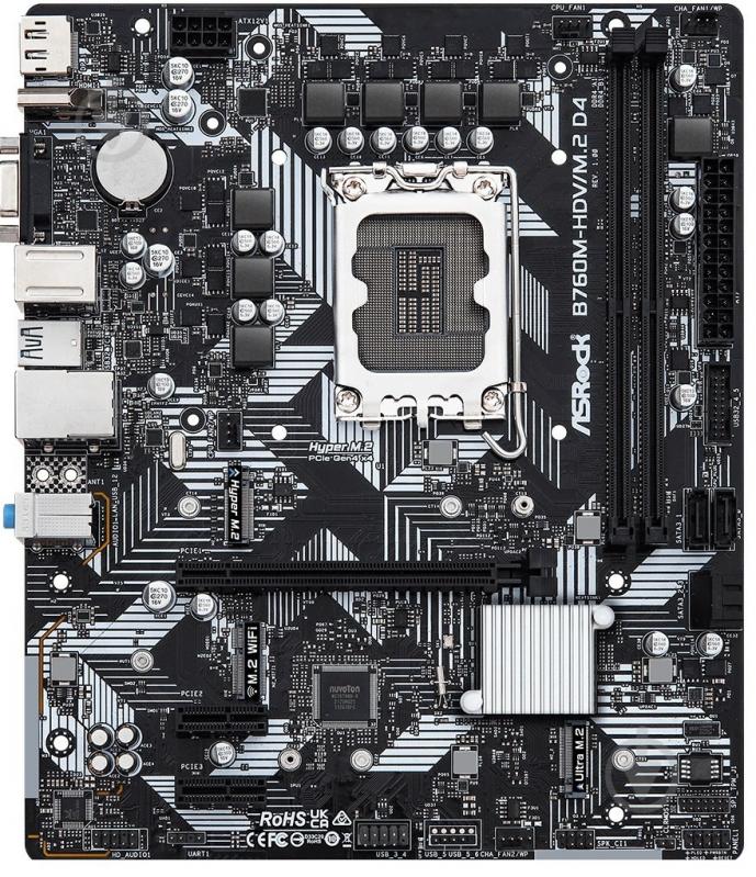 Материнська плата ASRock B760M-HDV/M.2 D4 (Socket 1700, Intel B760, micro ATX) - фото 3