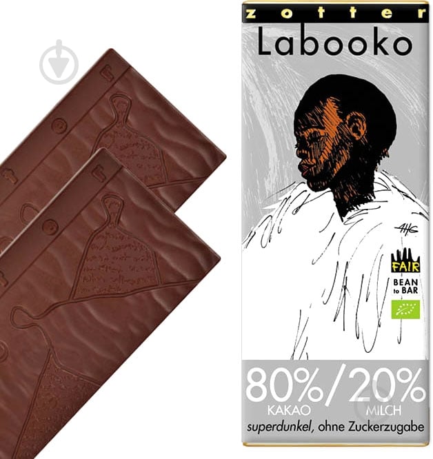 Черный шоколад Zotter 80%/20% органический с молоком без сахара 65 г Labooko - фото 2