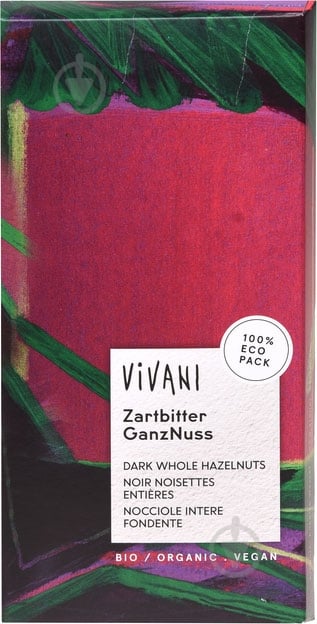 Черный шоколад Vivani органический с цельной орешником 100 г - фото 1 Черный шоколад Vivani органический с цельной орешником 100 г - фото 1