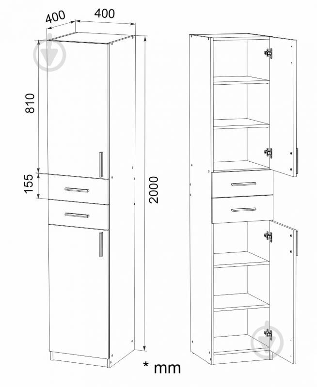 Пенал Компанит 3 NEW ателье светлое - фото 3