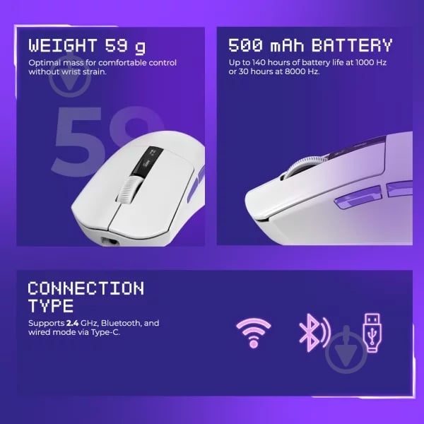 Миша Proove Gaming Jester 8K white (WMJS00022002) - фото 9