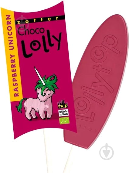 Шоколад Zotter дитячий малиновий єдиноріг на паличці 20 г - фото 1 Шоколад Zotter дитячий малиновий єдиноріг на паличці 20 г - фото 1
