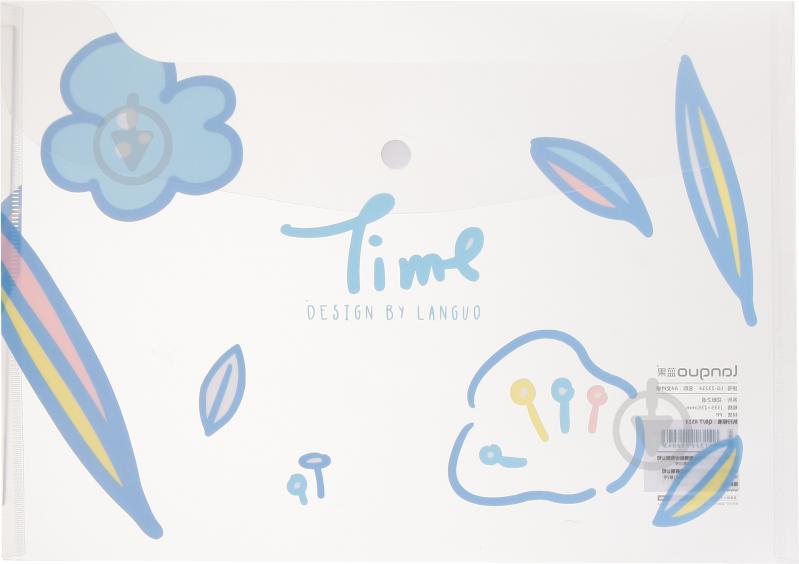 Папка-конверт Рисунки цветов голубые - фото 1